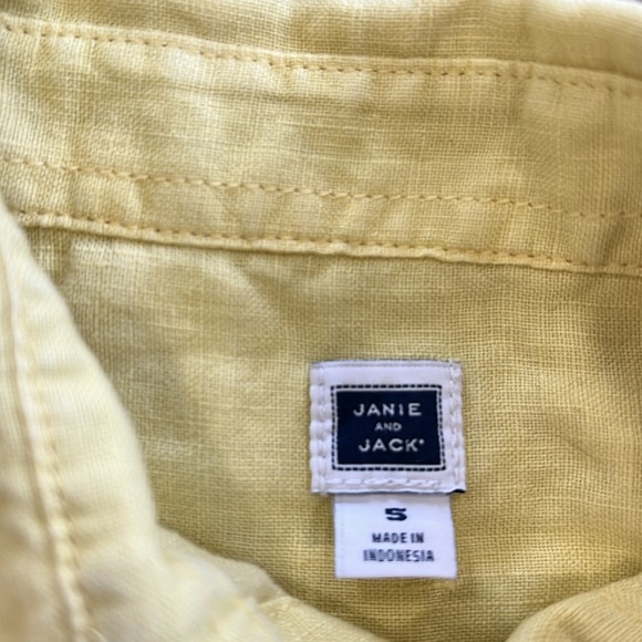 Janie and jack linen yellow roll cuff button down shirt - Picture 3 of 5